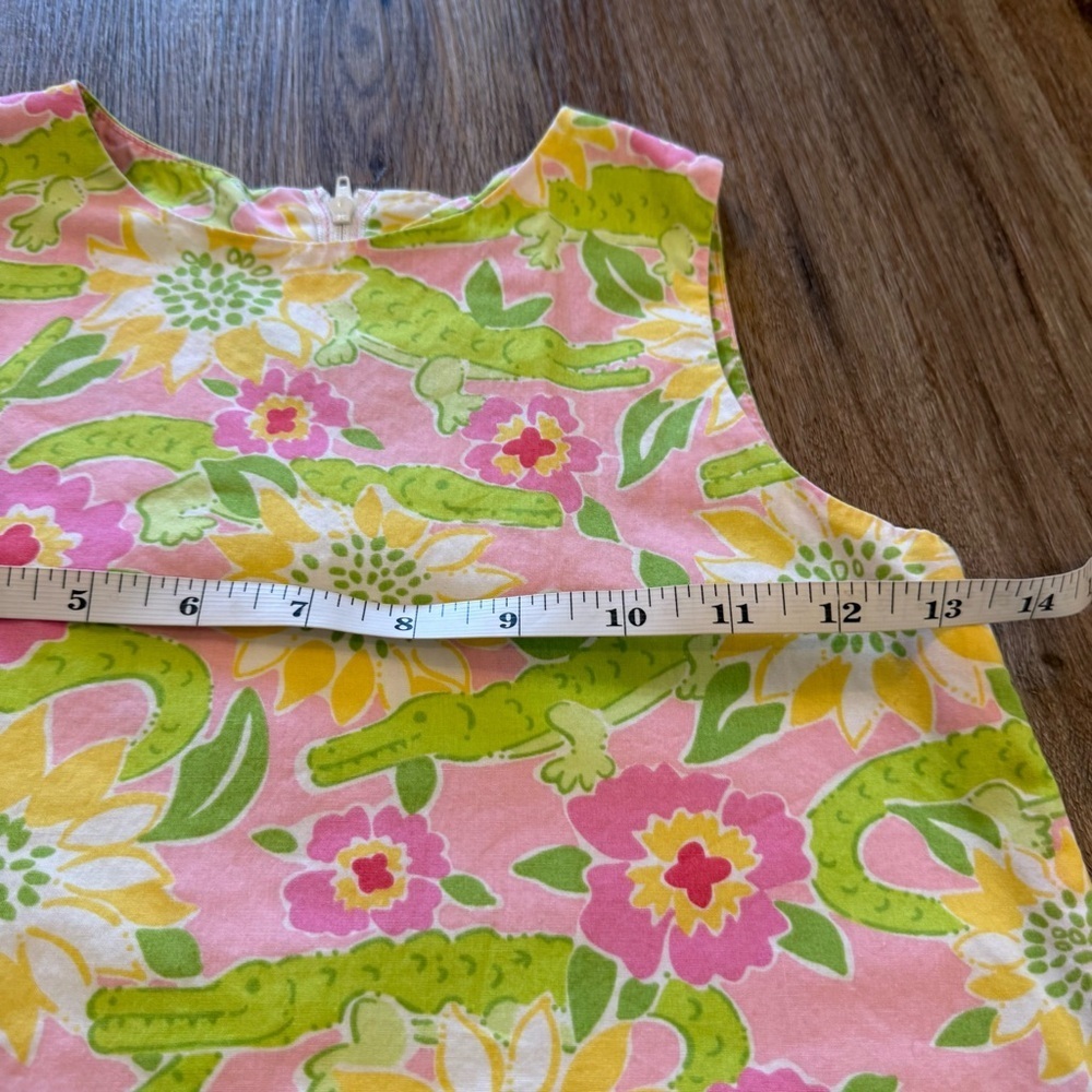 VTG Lilly Pulitzer Shift Dress Girls Size 6 Pink Green Floral Alligators Preppy - Picture 6 of 8